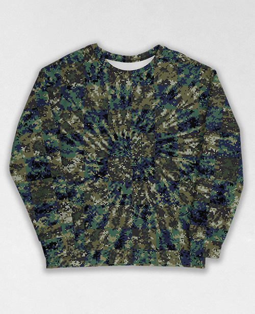 Tie-Dye-Camo Sweatshirt #0271. All over print, precision-cut, and hand-sewn. Super comfortable poly-cotton blend original Digital Camouflage designs by Dan Ellis vague.paris