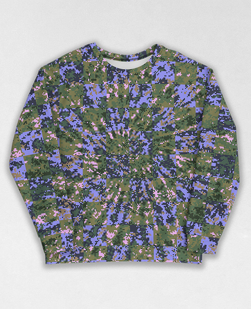 Tie-Dye-Camo Sweatshirt #0272. All over print, precision-cut, and hand-sewn. Super comfortable poly-cotton blend original Digital Camouflage designs by Dan Ellis vague.paris