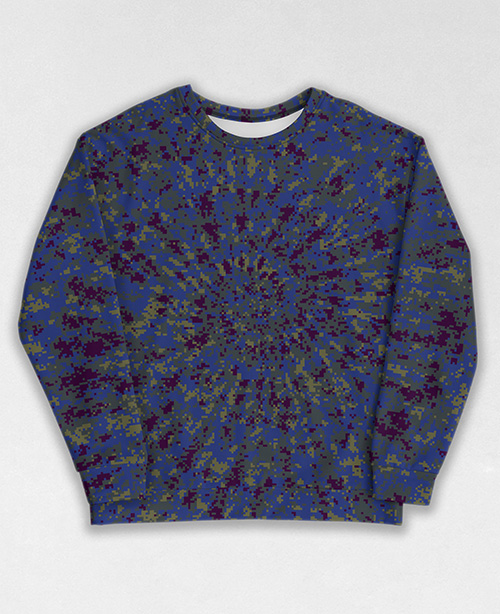 Tie-Dye-Camo Sweatshirt #0273. All over print, precision-cut, and hand-sewn. Super comfortable poly-cotton blend original Digital Camouflage designs by Dan Ellis vague.paris