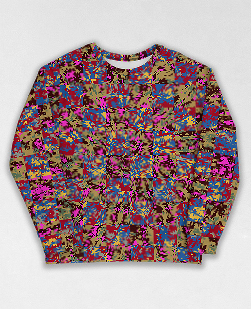 Tie-Dye-Camo Sweatshirt #0276. All over print, precision-cut, and hand-sewn. Super comfortable poly-cotton blend original Digital Camouflage designs by Dan Ellis vague.paris