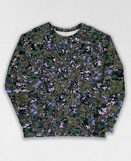 Tie-Dye-Camo Sweatshirt #0277. All over print, precision-cut, and hand-sewn. Super comfortable poly-cotton blend original Digital Camouflage designs by Dan Ellis vague.paris