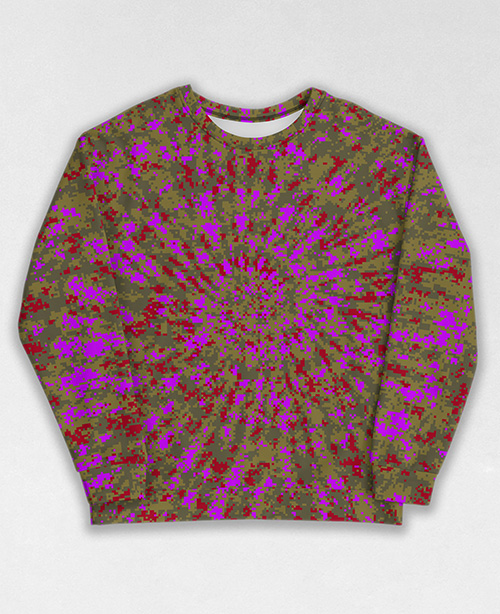 Tie-Dye-Camo Sweatshirt #0278. All over print, precision-cut, and hand-sewn. Super comfortable poly-cotton blend original Digital Camouflage designs by Dan Ellis vague.paris