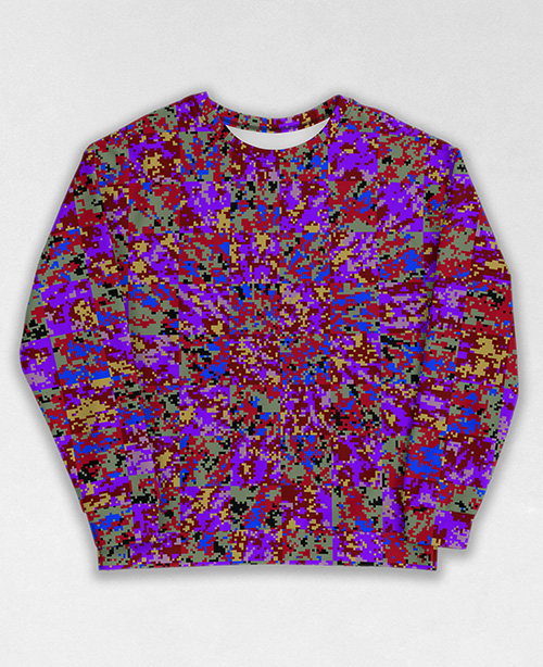 Tie-Dye-Camo Sweatshirt #0281. All over print, precision-cut, and hand-sewn. Super comfortable poly-cotton blend original Digital Camouflage designs by Dan Ellis vague.paris