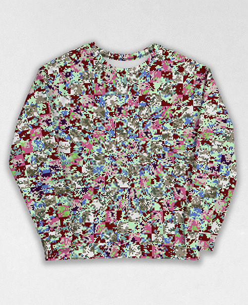 Tie-Dye-Camo Sweatshirt #0291. All over print, precision-cut, and hand-sewn. Super comfortable poly-cotton blend original Digital Camouflage designs by Dan Ellis vague.paris