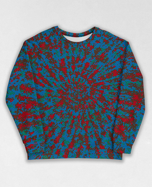 Tie-Dye-Camo Sweatshirt #0293. All over print, precision-cut, and hand-sewn. Super comfortable poly-cotton blend original Digital Camouflage designs by Dan Ellis vague.paris