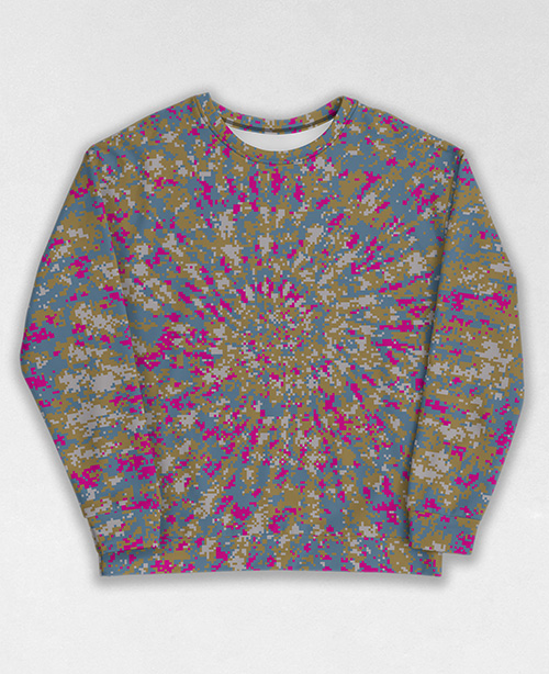 Tie-Dye-Camo Sweatshirt #0294. All over print, precision-cut, and hand-sewn. Super comfortable poly-cotton blend original Digital Camouflage designs by Dan Ellis vague.paris