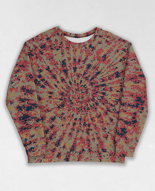 Tie-Dye-Camo Sweatshirt #0295. All over print, precision-cut, and hand-sewn. Super comfortable poly-cotton blend original Digital Camouflage designs by Dan Ellis vague.paris