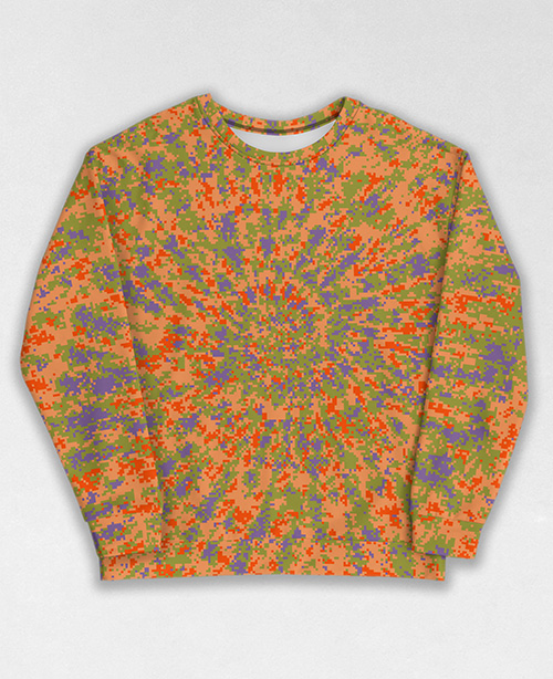 Tie-Dye-Camo Sweatshirt #0297. All over print, precision-cut, and hand-sewn. Super comfortable poly-cotton blend original Digital Camouflage designs by Dan Ellis vague.paris