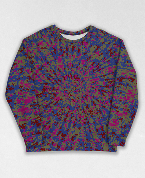 Tie-Dye-Camo Sweatshirt #0299. All over print, precision-cut, and hand-sewn. Super comfortable poly-cotton blend original Digital Camouflage designs by Dan Ellis vague.paris