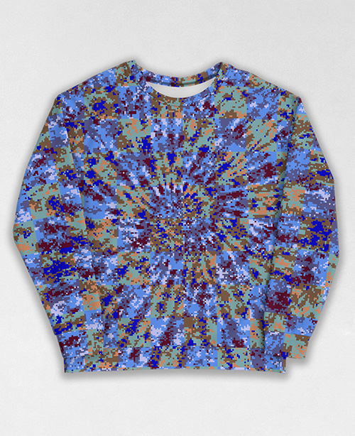 Tie-Dye-Camo Sweatshirt #0300. All over print, precision-cut, and hand-sewn. Super comfortable poly-cotton blend original Digital Camouflage designs by Dan Ellis vague.paris