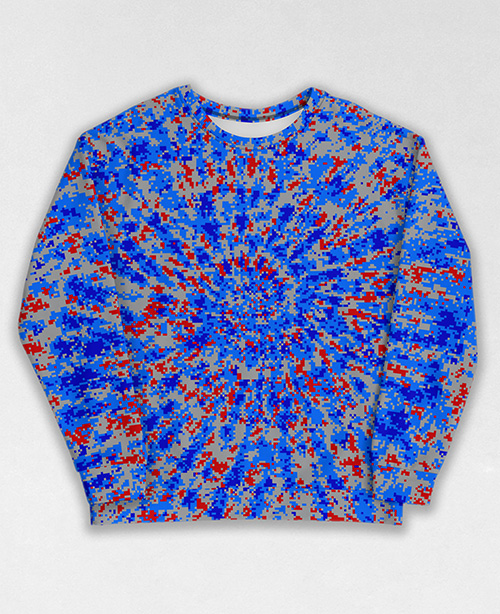 Tie-Dye-Camo Sweatshirt #0301. All over print, precision-cut, and hand-sewn. Super comfortable poly-cotton blend original Digital Camouflage designs by Dan Ellis vague.paris