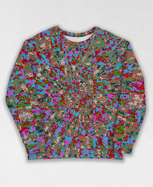 Tie-Dye-Camo Sweatshirt #0306. All over print, precision-cut, and hand-sewn. Super comfortable poly-cotton blend original Digital Camouflage designs by Dan Ellis vague.paris