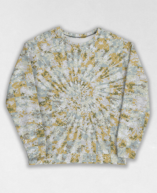 Tie-Dye-Camo Sweatshirt #0309. All over print, precision-cut, and hand-sewn. Super comfortable poly-cotton blend original Digital Camouflage designs by Dan Ellis vague.paris