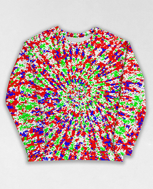 Tie-Dye-Camo Sweatshirt #0310. All over print, precision-cut, and hand-sewn. Super comfortable poly-cotton blend original Digital Camouflage designs by Dan Ellis vague.paris