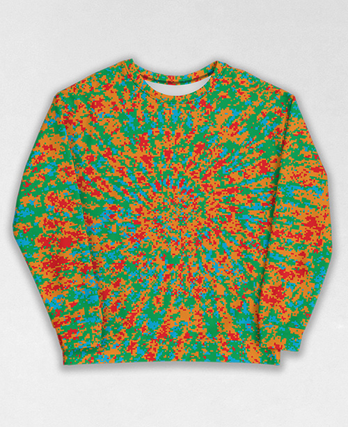 Tie-Dye-Camo Sweatshirt #0312. All over print, precision-cut, and hand-sewn. Super comfortable poly-cotton blend original Digital Camouflage designs by Dan Ellis vague.paris