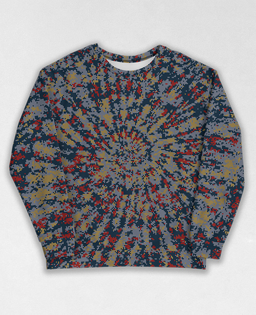 Tie-Dye-Camo Sweatshirt #0322. All over print, precision-cut, and hand-sewn. Super comfortable poly-cotton blend original Digital Camouflage designs by Dan Ellis vague.paris