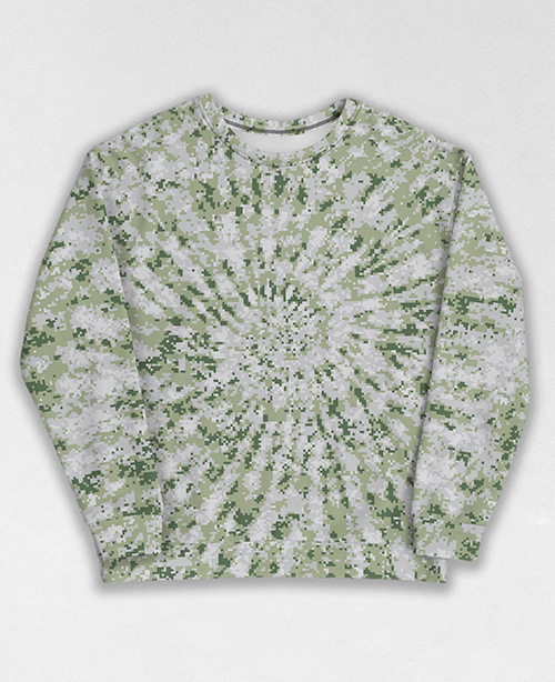 Tie-Dye-Camo Sweatshirt #0330. All over print, precision-cut, and hand-sewn. Super comfortable poly-cotton blend original Digital Camouflage designs by Dan Ellis vague.paris