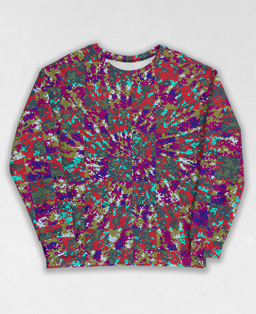 Tie-Dye-Camo Sweatshirt #0331. All over print, precision-cut, and hand-sewn. Super comfortable poly-cotton blend original Digital Camouflage designs by Dan Ellis vague.paris