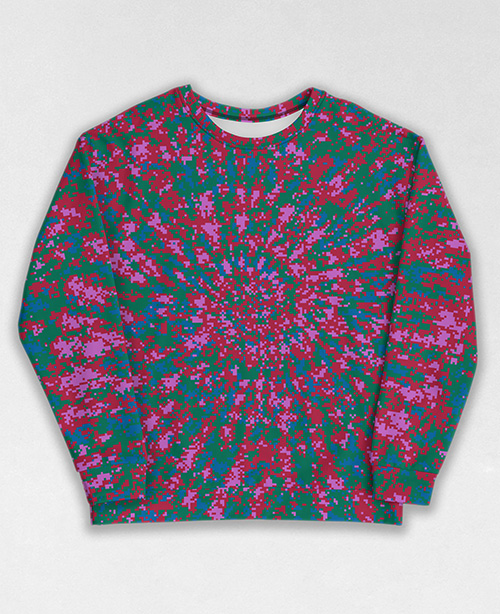 Tie-Dye-Camo Sweatshirt #0333. All over print, precision-cut, and hand-sewn. Super comfortable poly-cotton blend original Digital Camouflage designs by Dan Ellis vague.paris