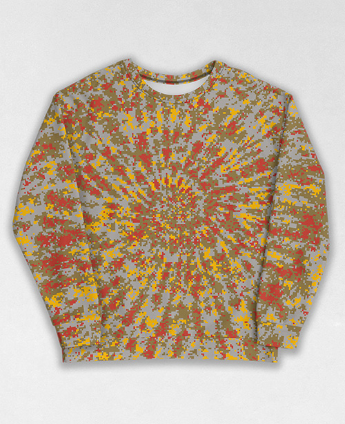 Tie-Dye-Camo Sweatshirt #0335. All over print, precision-cut, and hand-sewn. Super comfortable poly-cotton blend original Digital Camouflage designs by Dan Ellis vague.paris