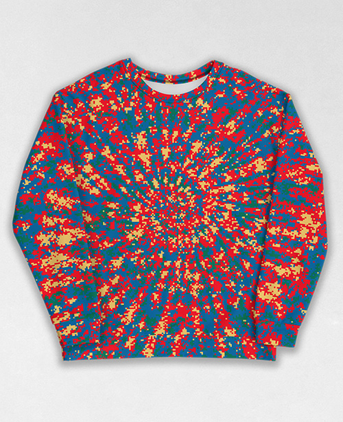 Tie-Dye-Camo Sweatshirt #0340. All over print, precision-cut, and hand-sewn. Super comfortable poly-cotton blend original Digital Camouflage designs by Dan Ellis vague.paris