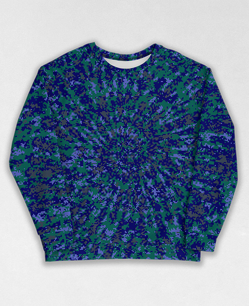 Tie-Dye-Camo Sweatshirt #0350. All over print, precision-cut, and hand-sewn. Super comfortable poly-cotton blend original Digital Camouflage designs by Dan Ellis vague.paris