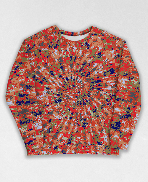 Tie-Dye-Camo Sweatshirt #0351. All over print, precision-cut, and hand-sewn. Super comfortable poly-cotton blend original Digital Camouflage designs by Dan Ellis vague.paris