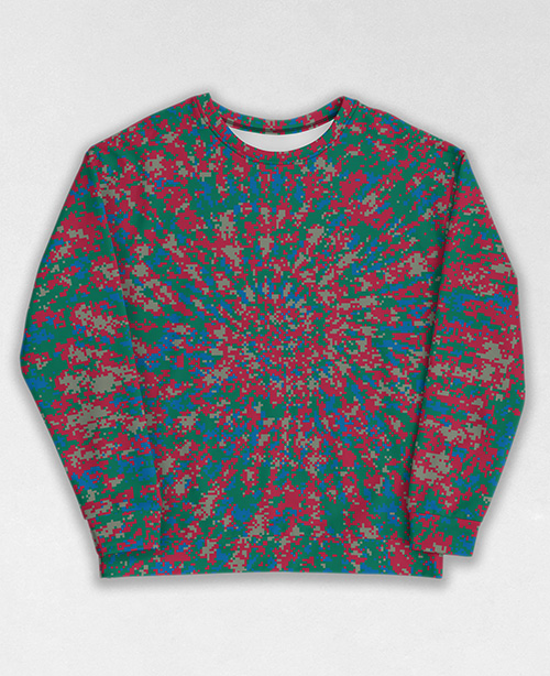 Tie-Dye-Camo Sweatshirt #0352. All over print, precision-cut, and hand-sewn. Super comfortable poly-cotton blend original Digital Camouflage designs by Dan Ellis vague.paris