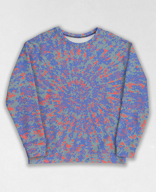 Tie-Dye-Camo Sweatshirt #0353. All over print, precision-cut, and hand-sewn. Super comfortable poly-cotton blend original Digital Camouflage designs by Dan Ellis vague.paris