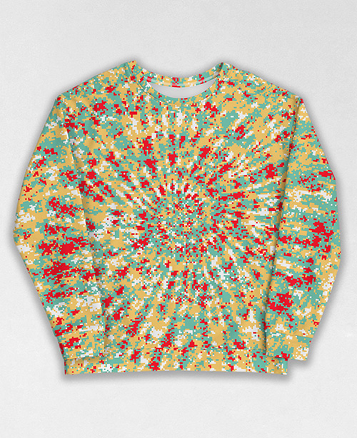 Tie-Dye-Camo Sweatshirt #0358. All over print, precision-cut, and hand-sewn. Super comfortable poly-cotton blend original Digital Camouflage designs by Dan Ellis vague.paris