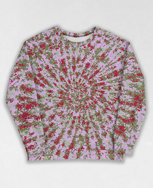 Tie-Dye-Camo Sweatshirt #0361. All over print, precision-cut, and hand-sewn. Super comfortable poly-cotton blend original Digital Camouflage designs by Dan Ellis vague.paris