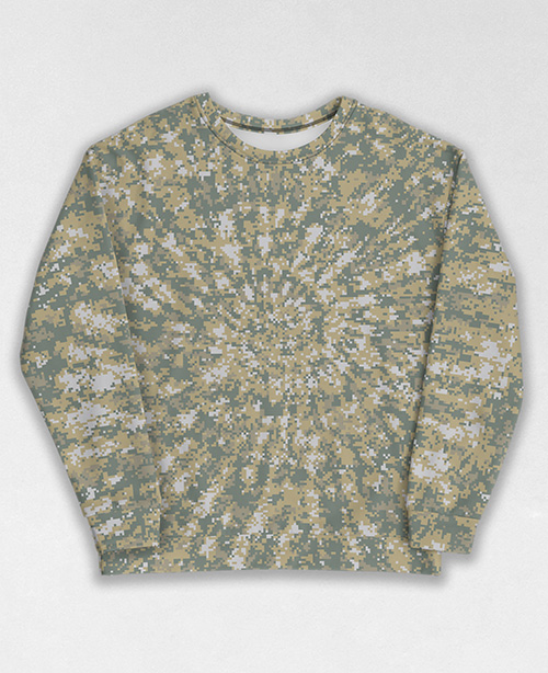 Tie-Dye-Camo Sweatshirt #0364. All over print, precision-cut, and hand-sewn. Super comfortable poly-cotton blend original Digital Camouflage designs by Dan Ellis vague.paris