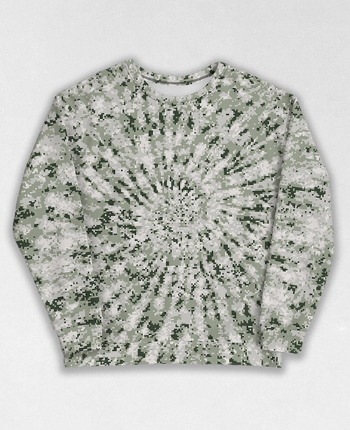 Tie-Dye-Camo Sweatshirt #0365. All over print, precision-cut, and hand-sewn. Super comfortable poly-cotton blend original Digital Camouflage designs by Dan Ellis vague.paris