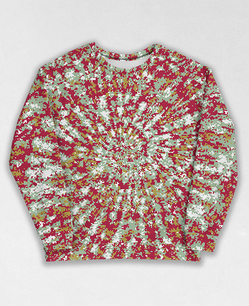 Tie-Dye-Camo Sweatshirt #0366. All over print, precision-cut, and hand-sewn. Super comfortable poly-cotton blend original Digital Camouflage designs by Dan Ellis vague.paris