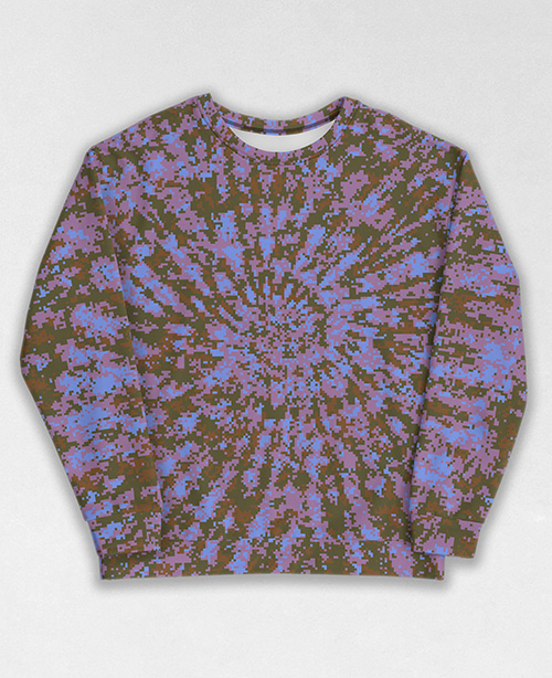 Tie-Dye-Camo Sweatshirt #0367. All over print, precision-cut, and hand-sewn. Super comfortable poly-cotton blend original Digital Camouflage designs by Dan Ellis vague.paris