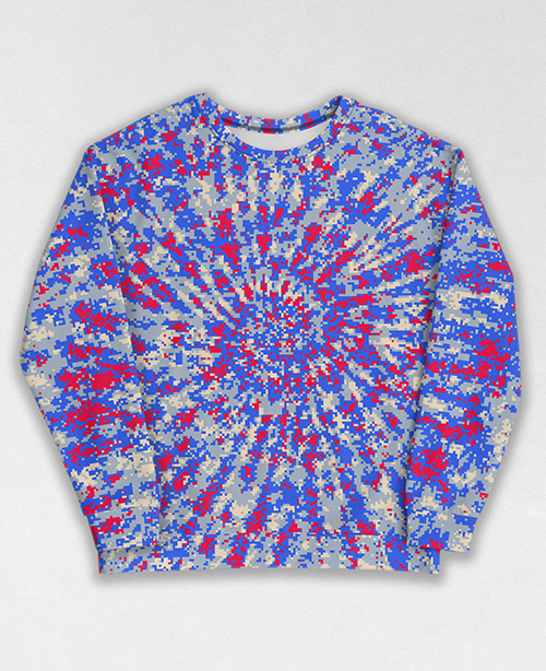 Tie-Dye-Camo Sweatshirt #0372. All over print, precision-cut, and hand-sewn. Super comfortable poly-cotton blend original Digital Camouflage designs by Dan Ellis vague.paris