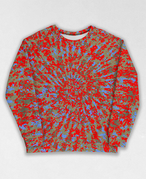 Tie-Dye-Camo Sweatshirt #0373. All over print, precision-cut, and hand-sewn. Super comfortable poly-cotton blend original Digital Camouflage designs by Dan Ellis vague.paris