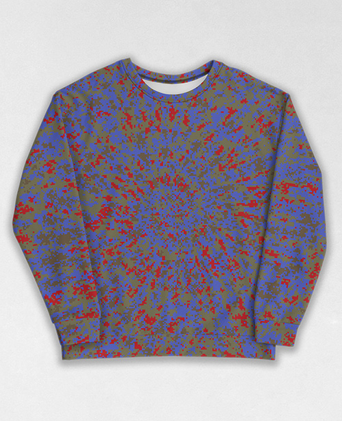 Tie-Dye-Camo Sweatshirt #0377. All over print, precision-cut, and hand-sewn. Super comfortable poly-cotton blend original Digital Camouflage designs by Dan Ellis vague.paris