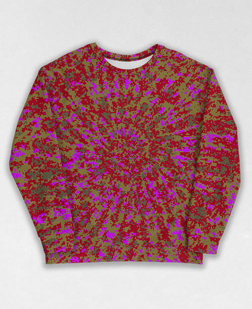 Tie-Dye-Camo Sweatshirt #0378. All over print, precision-cut, and hand-sewn. Super comfortable poly-cotton blend original Digital Camouflage designs by Dan Ellis vague.paris