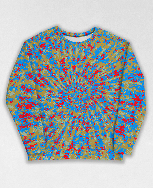 Tie-Dye-Camo Sweatshirt #0381. All over print, precision-cut, and hand-sewn. Super comfortable poly-cotton blend original Digital Camouflage designs by Dan Ellis vague.paris