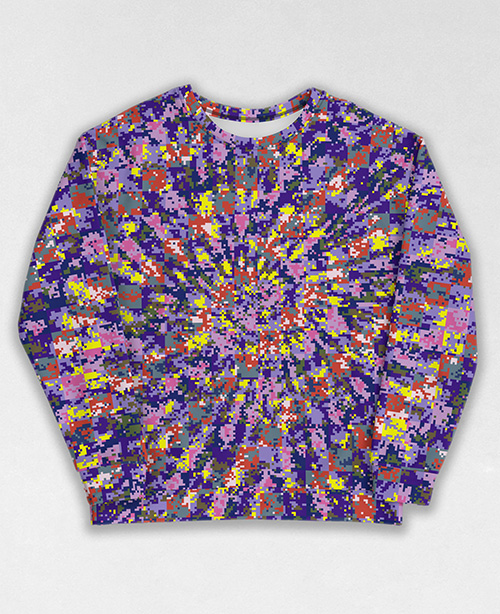 Tie-Dye-Camo Sweatshirt #0382. All over print, precision-cut, and hand-sewn. Super comfortable poly-cotton blend original Digital Camouflage designs by Dan Ellis vague.paris