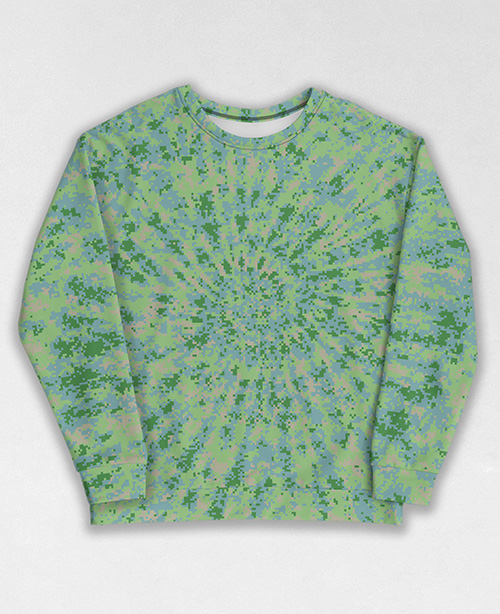 Tie-Dye-Camo Sweatshirt #0383. All over print, precision-cut, and hand-sewn. Super comfortable poly-cotton blend original Digital Camouflage designs by Dan Ellis vague.paris