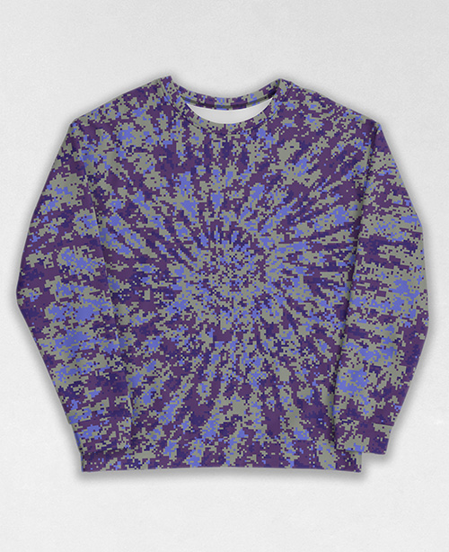 Tie-Dye-Camo Sweatshirt #0384. All over print, precision-cut, and hand-sewn. Super comfortable poly-cotton blend original Digital Camouflage designs by Dan Ellis vague.paris