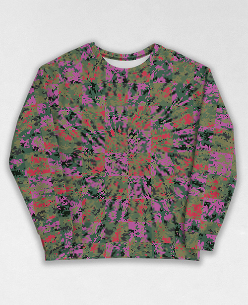 Tie-Dye-Camo Sweatshirt #0388. All over print, precision-cut, and hand-sewn. Super comfortable poly-cotton blend original Digital Camouflage designs by Dan Ellis vague.paris