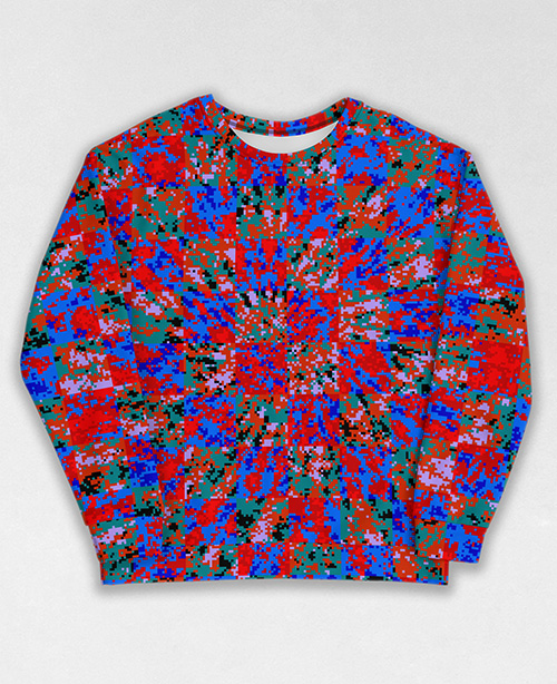 Tie-Dye-Camo Sweatshirt #0389. All over print, precision-cut, and hand-sewn. Super comfortable poly-cotton blend original Digital Camouflage designs by Dan Ellis vague.paris