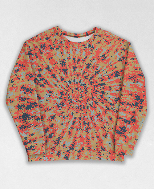 Tie-Dye-Camo Sweatshirt #0396. All over print, precision-cut, and hand-sewn. Super comfortable poly-cotton blend original Digital Camouflage designs by Dan Ellis vague.paris