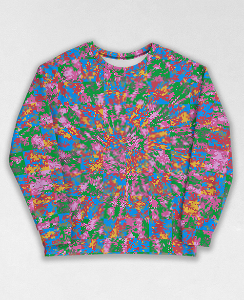 Tie-Dye-Camo Sweatshirt #0397. All over print, precision-cut, and hand-sewn. Super comfortable poly-cotton blend original Digital Camouflage designs by Dan Ellis vague.paris