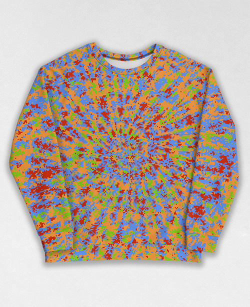 Tie-Dye-Camo Sweatshirt #0398. All over print, precision-cut, and hand-sewn. Super comfortable poly-cotton blend original Digital Camouflage designs by Dan Ellis vague.paris