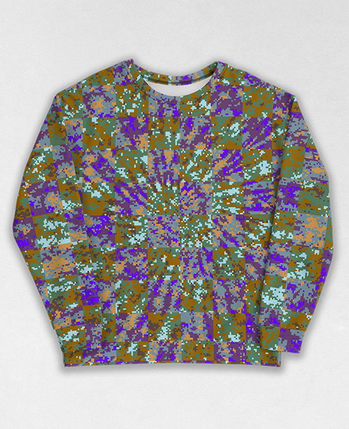 Tie-Dye-Camo Sweatshirt #0400. All over print, precision-cut, and hand-sewn. Super comfortable poly-cotton blend original Digital Camouflage designs by Dan Ellis vague.paris