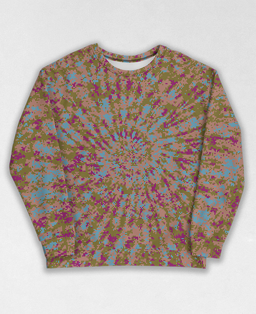 Tie-Dye-Camo Sweatshirt #0402. All over print, precision-cut, and hand-sewn. Super comfortable poly-cotton blend original Digital Camouflage designs by Dan Ellis vague.paris